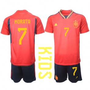 Španjolska Alvaro Morata #7 Domaci Dres za Dječji SP 2022 Kratak Rukavima (+ kratke hlače)